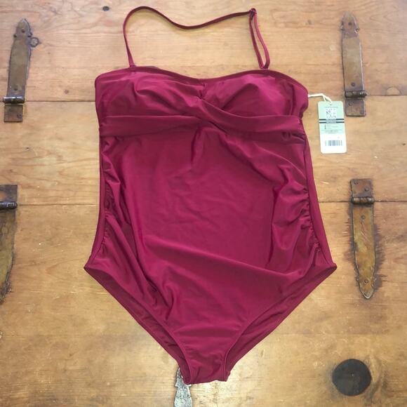 Shekini Halter/ Strapless Maroon swimsuit Size Medium - Picture 1 of 6